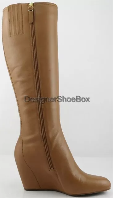 $375 VIA SPIGA ALICIA Camel Leather Designer Knee High Wedge Boots Heels 8.5 M 3