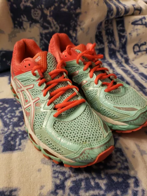 ASICS Gel Kayano 21 Women’s Size 9 Mint Green Pink T4H7N Athletic Running Shoe