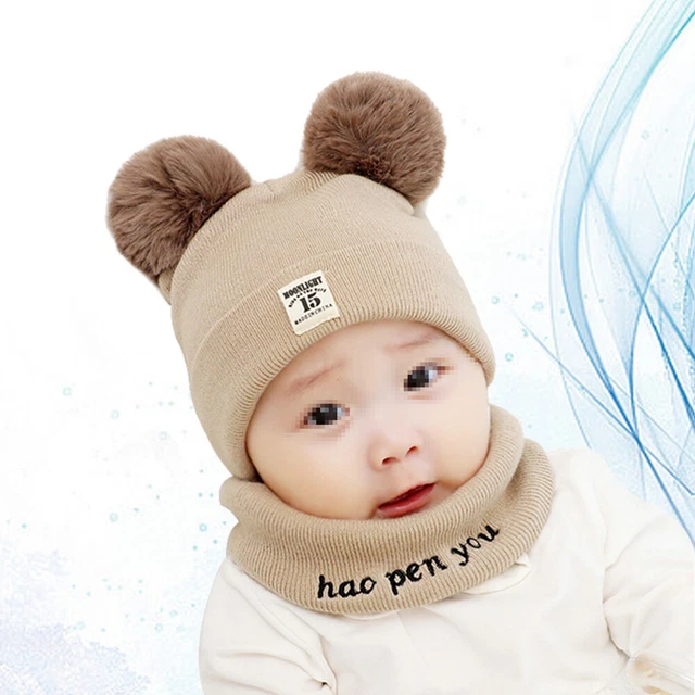 Cappelli Autunno Orecchie Orso Cappello Lavorato a Maglia Bambini Bambini Bambini