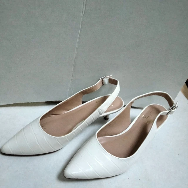 Escarpins Talons Aiguille Blancs Gémo - Taille 37 - Style Années 60, Carreaux - Occasion