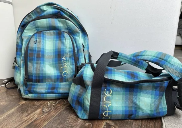 Dakine Schulrucksack + Sporttasche / Blau kariert / 33 Liter