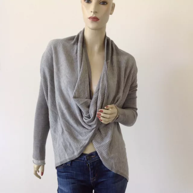 LULULEMON iconic wrap Sweater heathered gray Stripe Twist Front  knit boolux 6