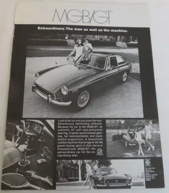 MGB/GT Automobile Car Advertising Print Ad Extraordinary. The man as well VTG