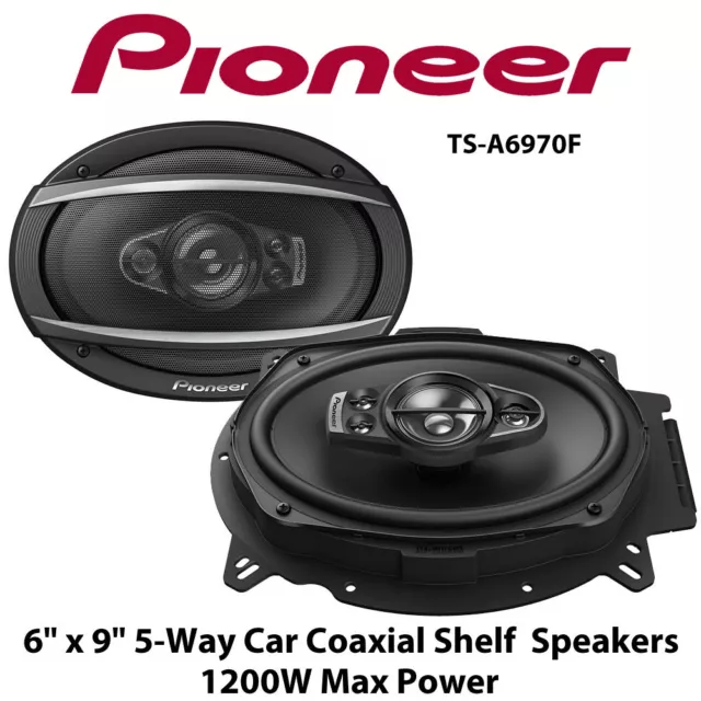 Pioneer TS-A6970F - 6" x 9" Coaxial 5-Way Car Shelf Speakers 1200W Total Power