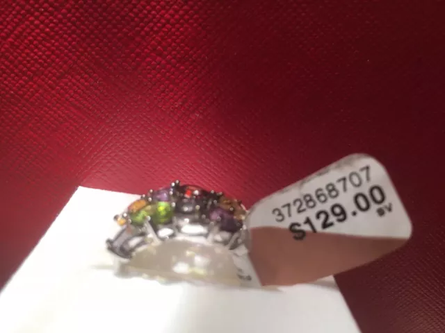 GENUINE 5.30 Cts, AMETHYST, PERIDOT,  TANZANITE & YELLOW TOPAZ RING .925 SILVER