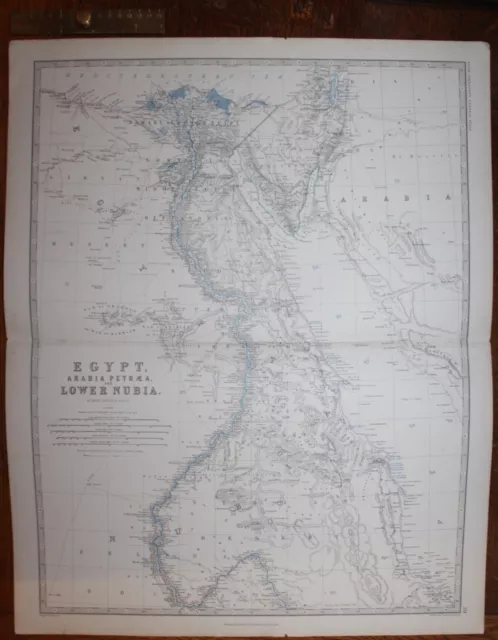 1861 EGYPT Lower NUBIA Keith Johnston Royal Atlas 24 by 19 inches Large 2