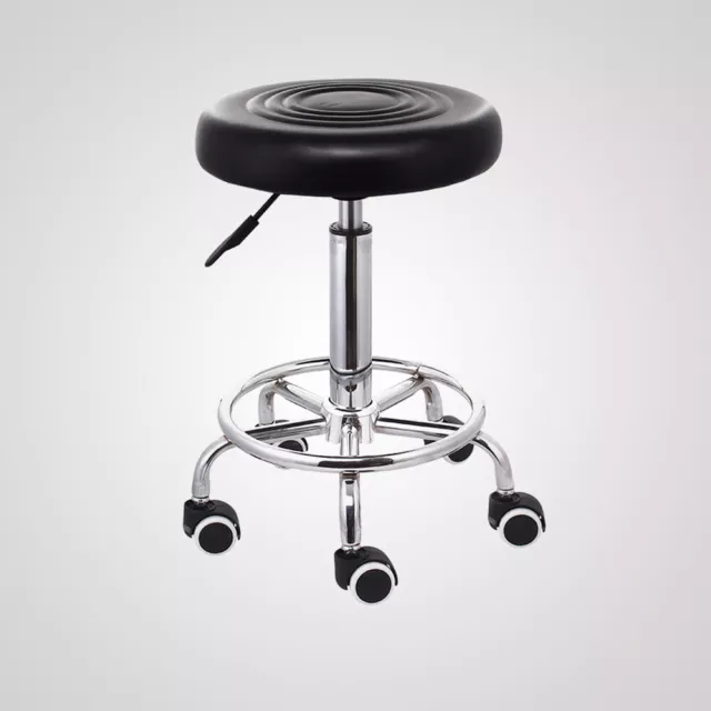 Taburete de salón de forma redonda ajustable de altura 44-57 cm ruedas rodantes 360° giratorias
