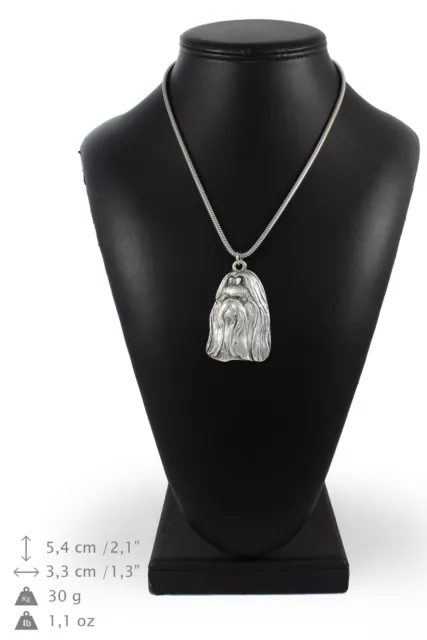 Shih Tzu type 2 - silver plated necklace with a dog on silver chain, Art Dog USA