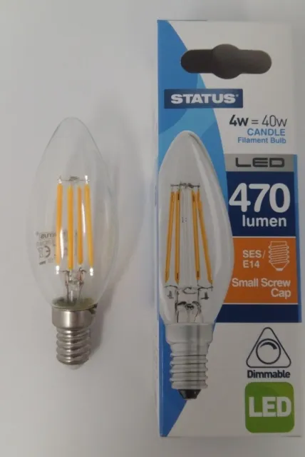 4w LED Filament Candle Light Bulb SES Small Screw In E14 Dimmable 40w Value!