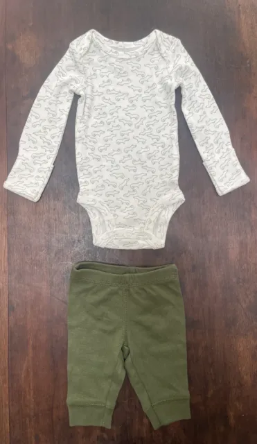 Carter's Baby Boys 2-Piece Cute Alligator Bodysuit & Pant Set White Green NB