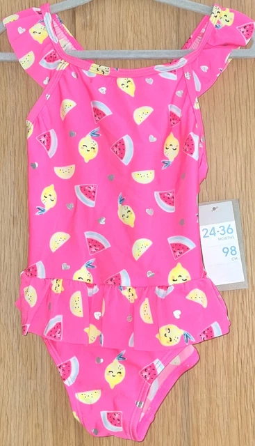 Costume da nuoto rosa neon per ragazze frutta costume da bagno unico pezzo età 2-3 anni