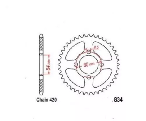 Roue a Chaîne 35 Dents (Chaîne 520) pour Yamaha RD 50 M 80-84