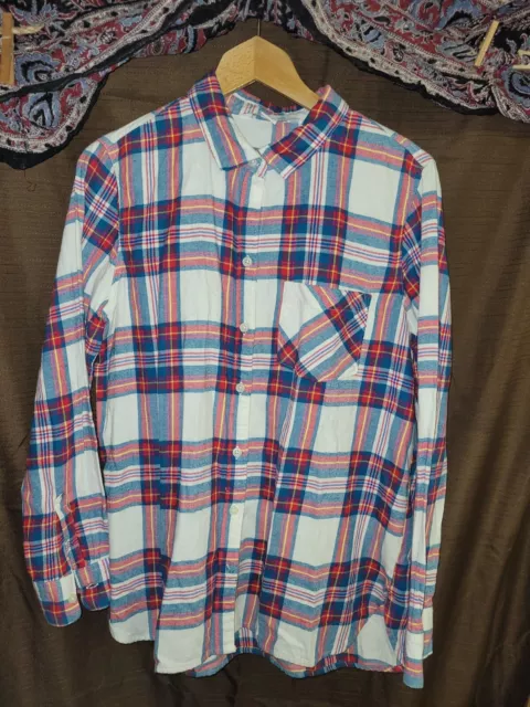 NWOT Old Navy Plaid Women's Flannel Shirt Size LARGE 100% Cotton Long Sleeve