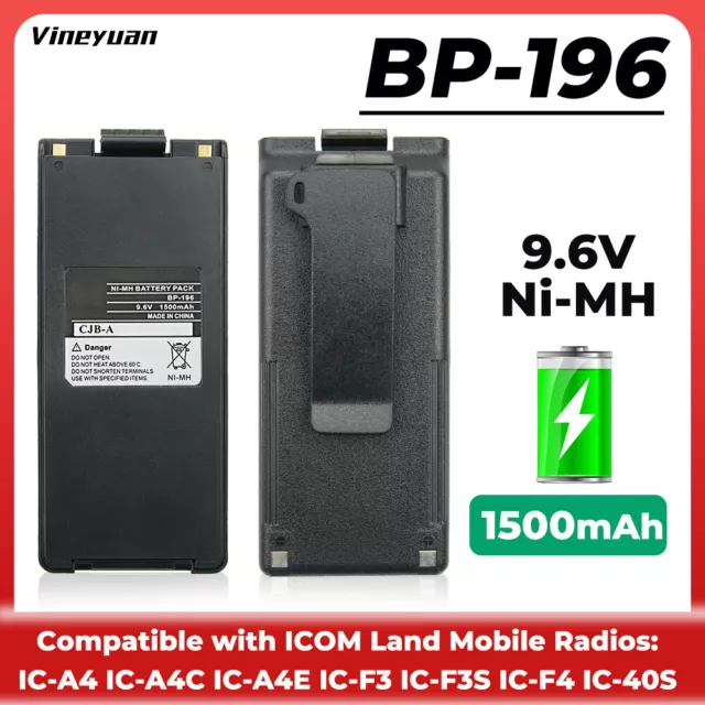 BP-196 Replacement Ni-MH Battery for ICOM Radio IC-A4 IC-A4C IC-A4E IC-F3 IC-F3S