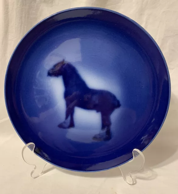 Scarce c. 1891 Ridgways England Flow Blue Clydesdale Horse 9” Silhouette Plate