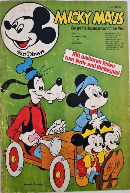 Micky Maus Comic Heft Nr.13 mit GS+SB+ Beilage Bärental Figuren 1973 Z 3 (094)