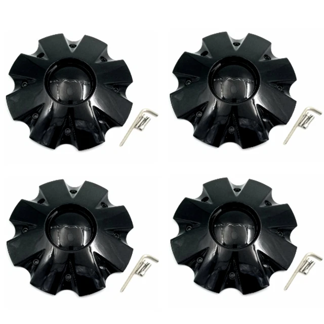Set of 4 KMC Gloss Black Wheel Center Cap for Slide 650 651 18" 20" 22" 24" 26"