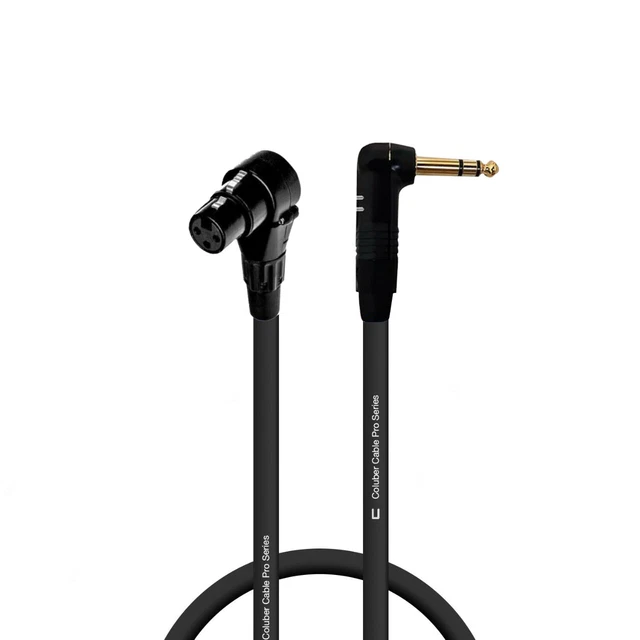 Right Angle 3-Pin XLR Female to1/4" RA TRS Balanced Cable - Custom Length, Color
