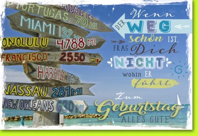 GEBURTSTAGSKARTE MIT SPRUCH Wegweiser am Meer EUR 2,50 PicClick DE