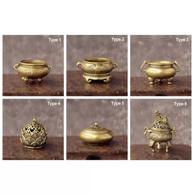 Home Decoration Mini Qilin Head Retro Brass Censer Hollow Lotus Incense Burner 3