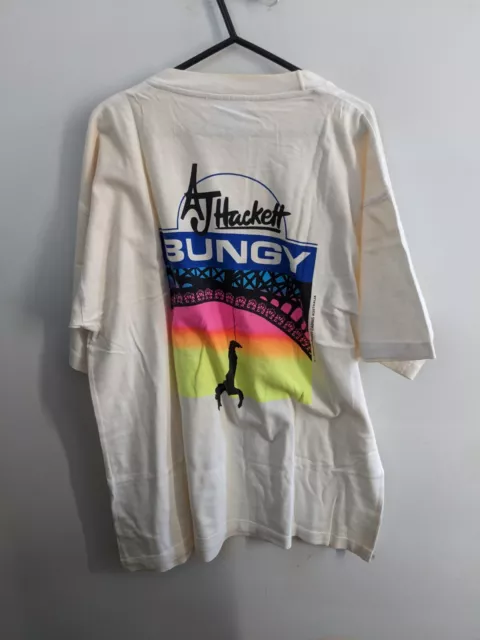 Vintage Bungy Jumping Shirt Mens Large White 90s Made in Australia AOP