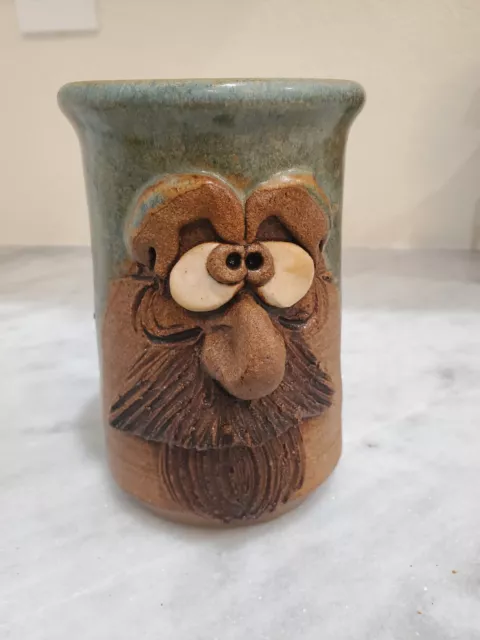ART POTTERY UGLY / Funny Face Coffee Cup Mug Handmade Stoneware ...