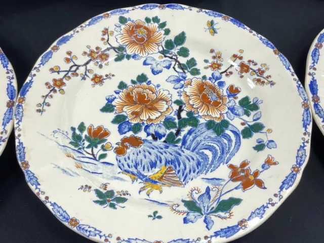 Suite de 8 assiettes plates en faïence de Gien décor au coq 2