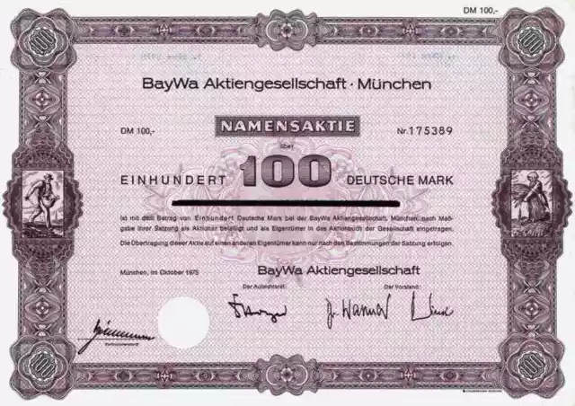 BayWa AG München 1975 Erding Agrarhandel 100 DM Dresden Dortmund Straubing Namen