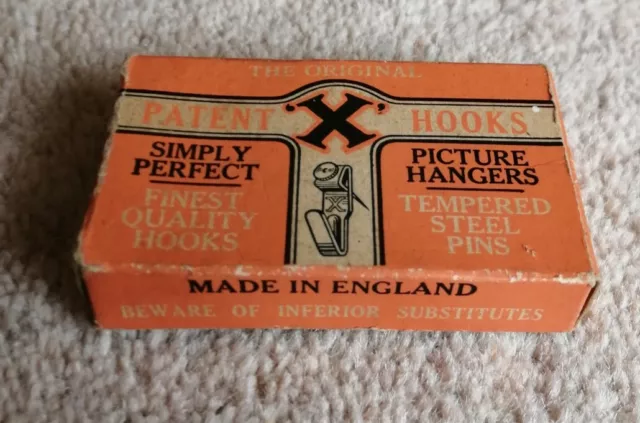 Antique Vintage Retro Patent X Picture Hangers Hooks empty Box Carton Packet