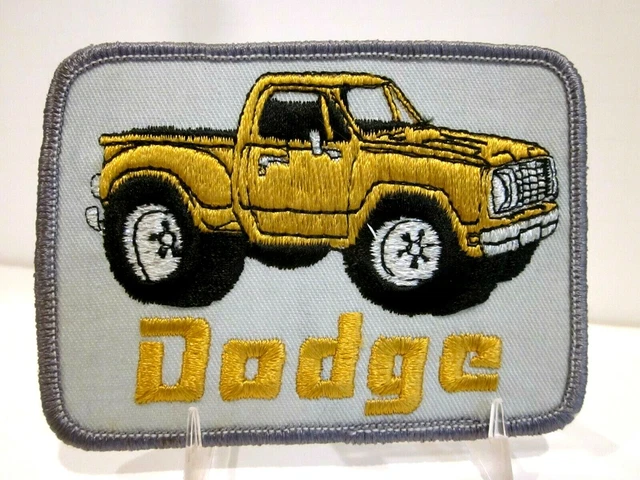 Vtg Dodge Ram Trucks Patch ~1970'S 2-Door Gold Ram Truck On Silver Background