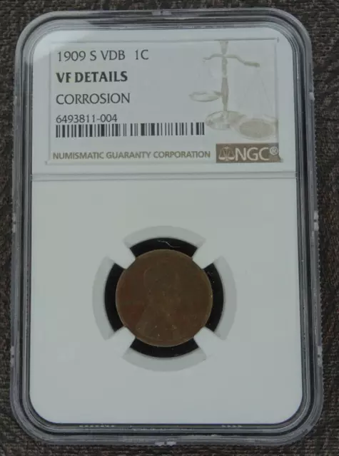 1909-S VDB Lincoln Wheat Cent NGC VF Details Corrosion Key Date Penny!
