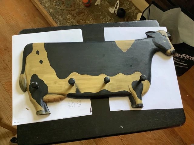 wood cow key holder