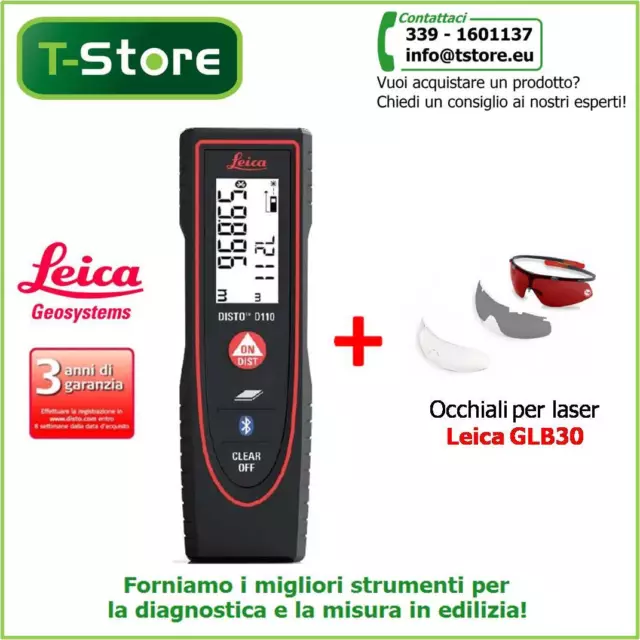 Misuratore Laser Leica Disto D110 + inclusi Occhiali Leica GLB30- FATTURABILE-