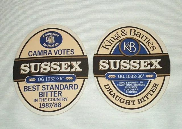 King & Barnes, The Horsham Brewery, SUSSEX BITTER Biermatten. ~ 2er Set ~ Neu