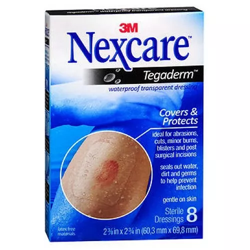 Nexcare Tegaderm Waterproof Transparent Dressing 2-3/8-Inches X 2-3/4-Inches, 8