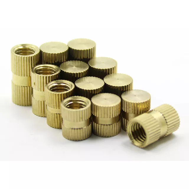 M6 Solid Brass Knurled Insert Nuts Thumb Embedded Nuts Blind-Hole OD 8 / 10mm