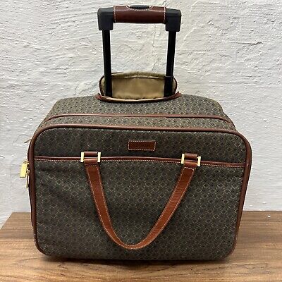 Hartmann Rolling Luggage Brown Tan Cloth Weekend Travel carry on Bag Suitcase