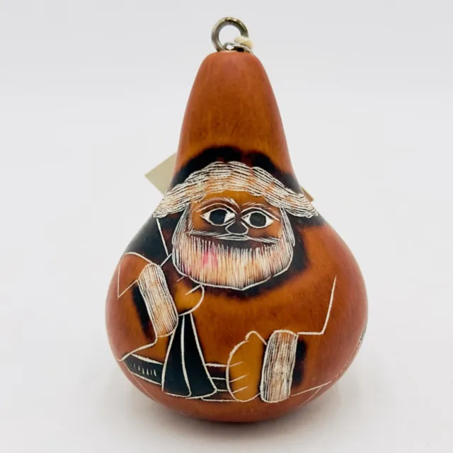 Ciap Gourd Santa Claus Christmas Ornament With Tag Made In Peru