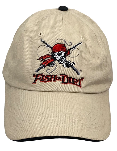 Get Reel Get Fish Cap "Fish Or Die" Slogan  Khaki Twill Men Hat Adjustable OSFM