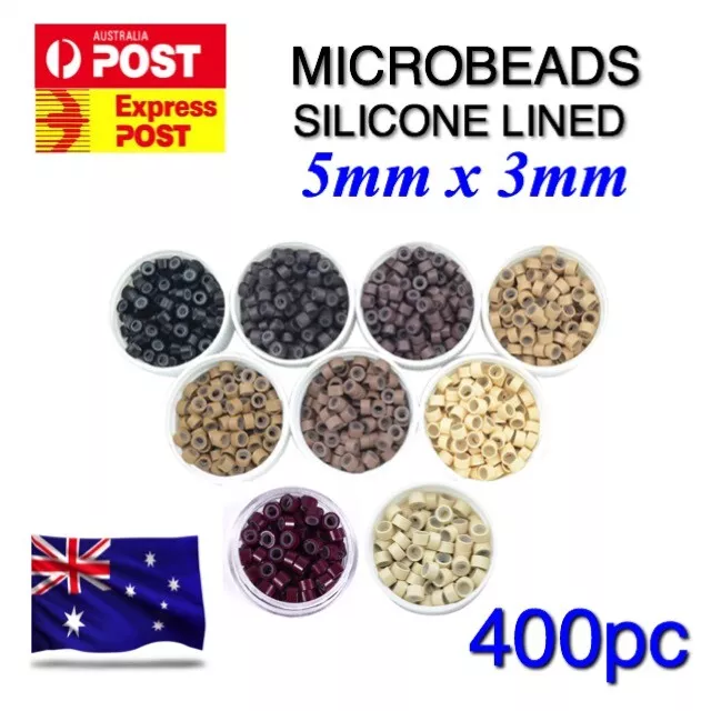 Hair Extension Microbeads 400 Micro Ring Bead Silicone Lined 5mm x 3mm Aluminium