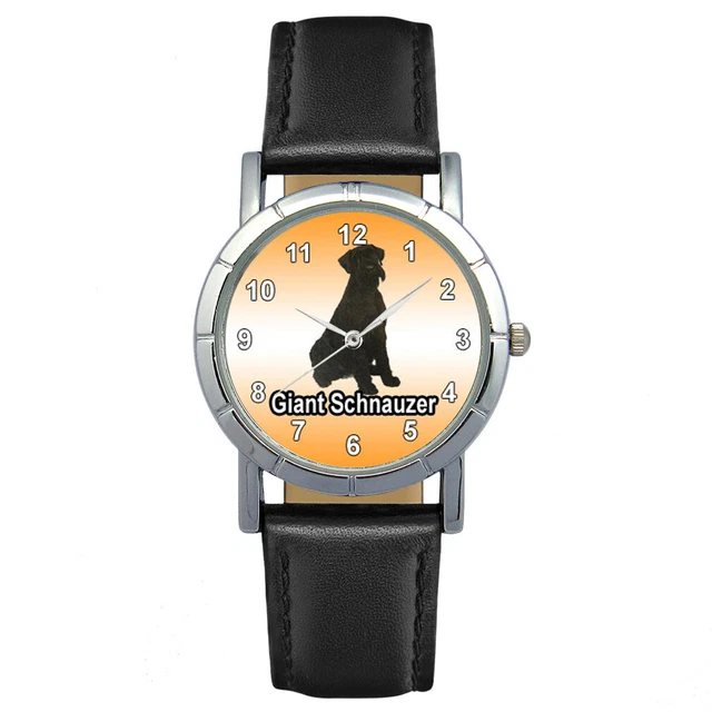 Giant Schnauzer Puppy Dog Mens Ladies Genuine Leather Quartz Wrist Watch SA1139