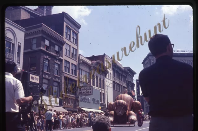 Street Scene Signs Parade Balloon Float 35mm Slide 1950s People New York