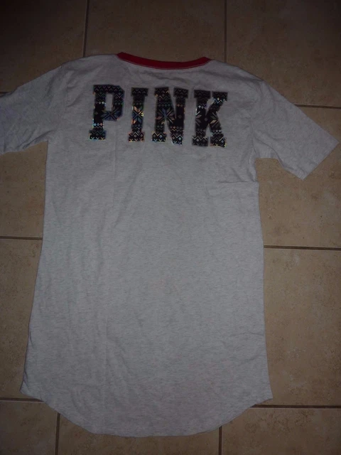 T-shirt Col V Big Dog Rose De Victoria's Secret - Taille Plus (plus-size) - Neuf Avec étiquettes