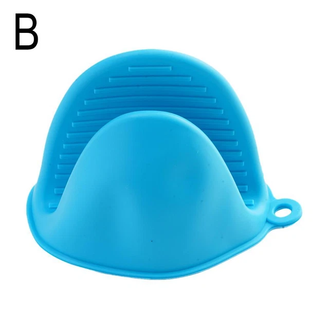 Blue Silicone Pot Holders Mini Oven Mitt Kitchen Heat Resistant Fingers Grips