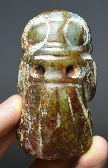 7CM China Hongshan Culture Old Jade Carved Cicada Cicala Animal Amulet Pendant
