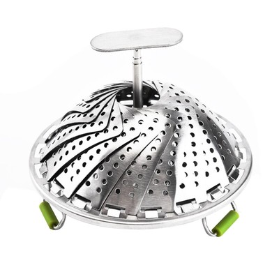 ， Vaporiera cesto ciotola pieghevole Mesh espandibile verdura utensili in acciaio inox In acciaio inox per cottura a vapore 