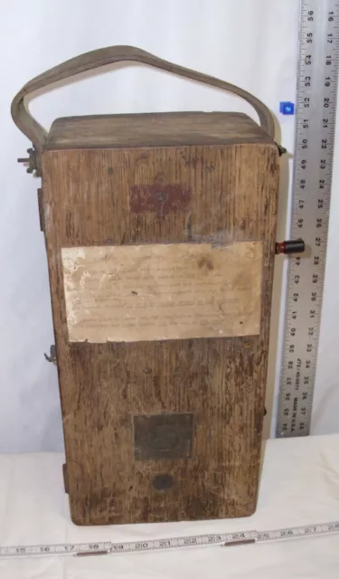 Antique Telephone Railroad Lineman's Range Telephone In Oak Case