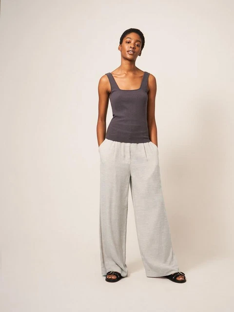 WHITE STUFF MAISON Women s Tapered Jersey Trousers Stretchy Casual