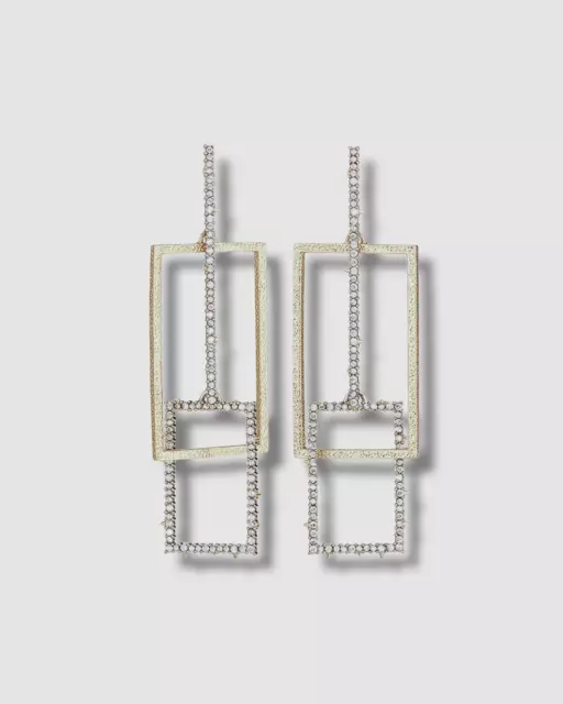 $166 Alexis Bittar Womens 10K Gold Plated Rectangular Crystal Link Drop Earrings