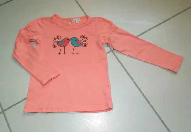 Tee shirt fille 5 - 6 ans TEX KIDS rose saumoné oiseaux amoureux